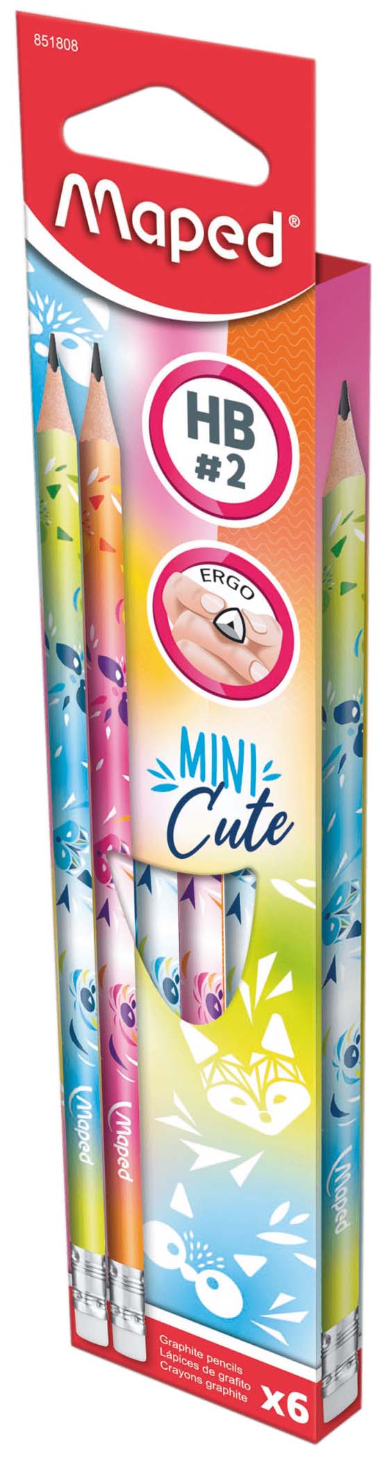 Карандаш с резинкой "maped mini cute" трехгр. пластик. асс-т
