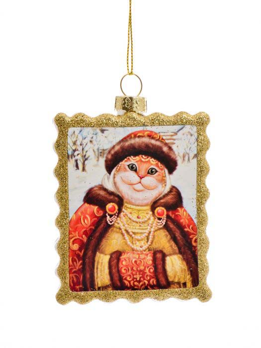 Украшение "котик боярин" 2х6,8х9,3см (стекло)