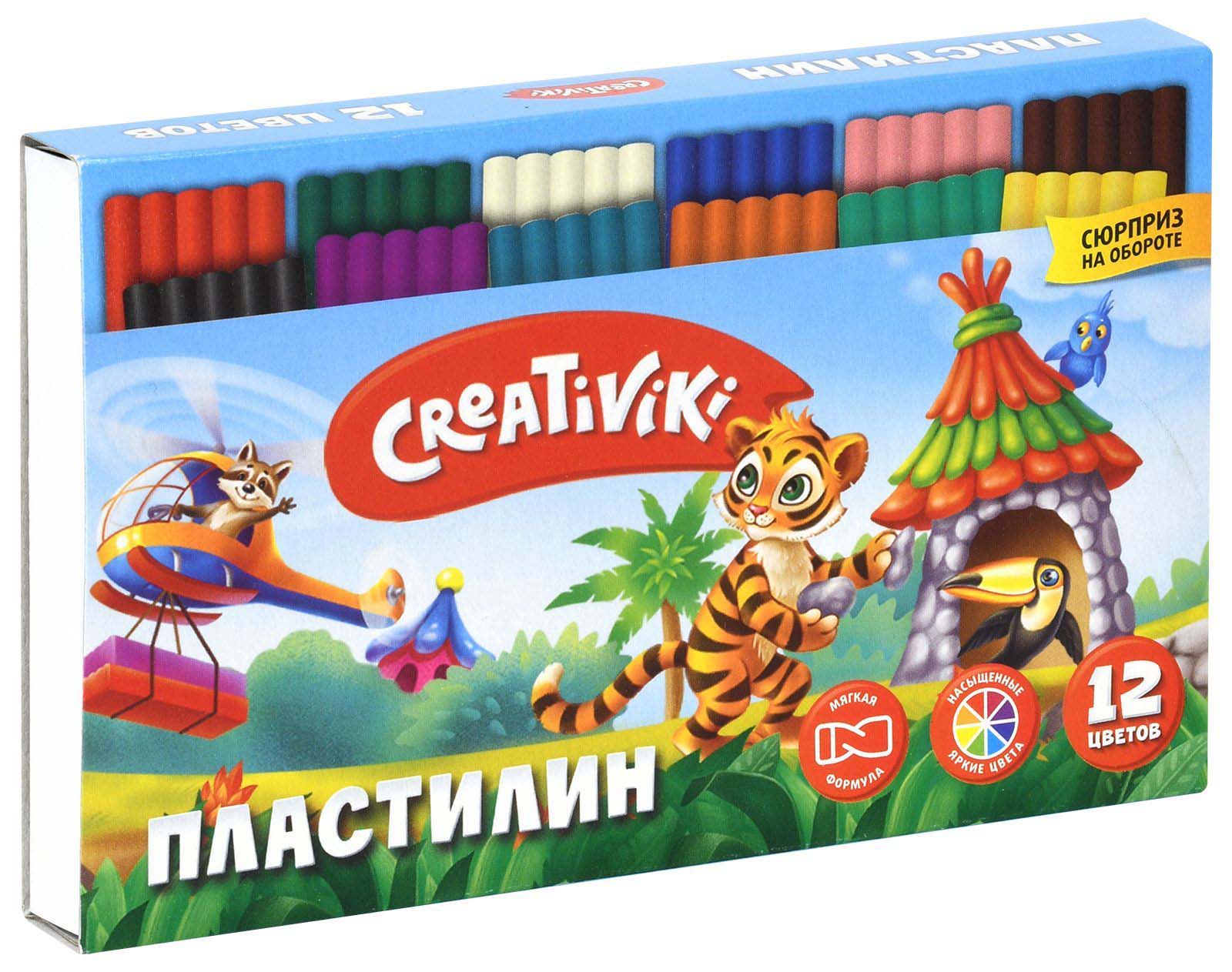 Пластилин "creativiki" ("фарм") 12 цв. 180гр. стек