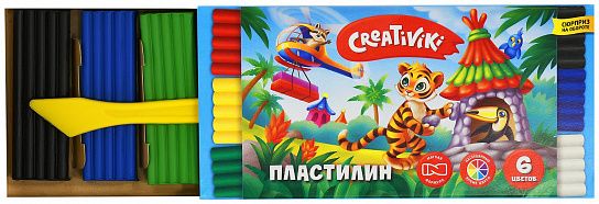 Пластилин "creativiki" ("фарм") 6 цв. 90гр. стек