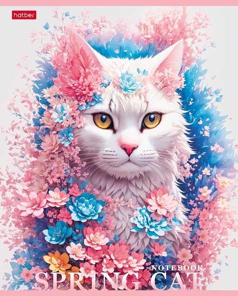 Тетрадь 48л. кл. "spring cat" (hatber) б/б,асс-т