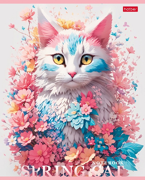 Тетрадь 48л. кл. "spring cat" (hatber) б/б,асс-т