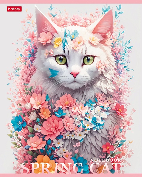 Тетрадь 48л. кл. "spring cat" (hatber) б/б,асс-т