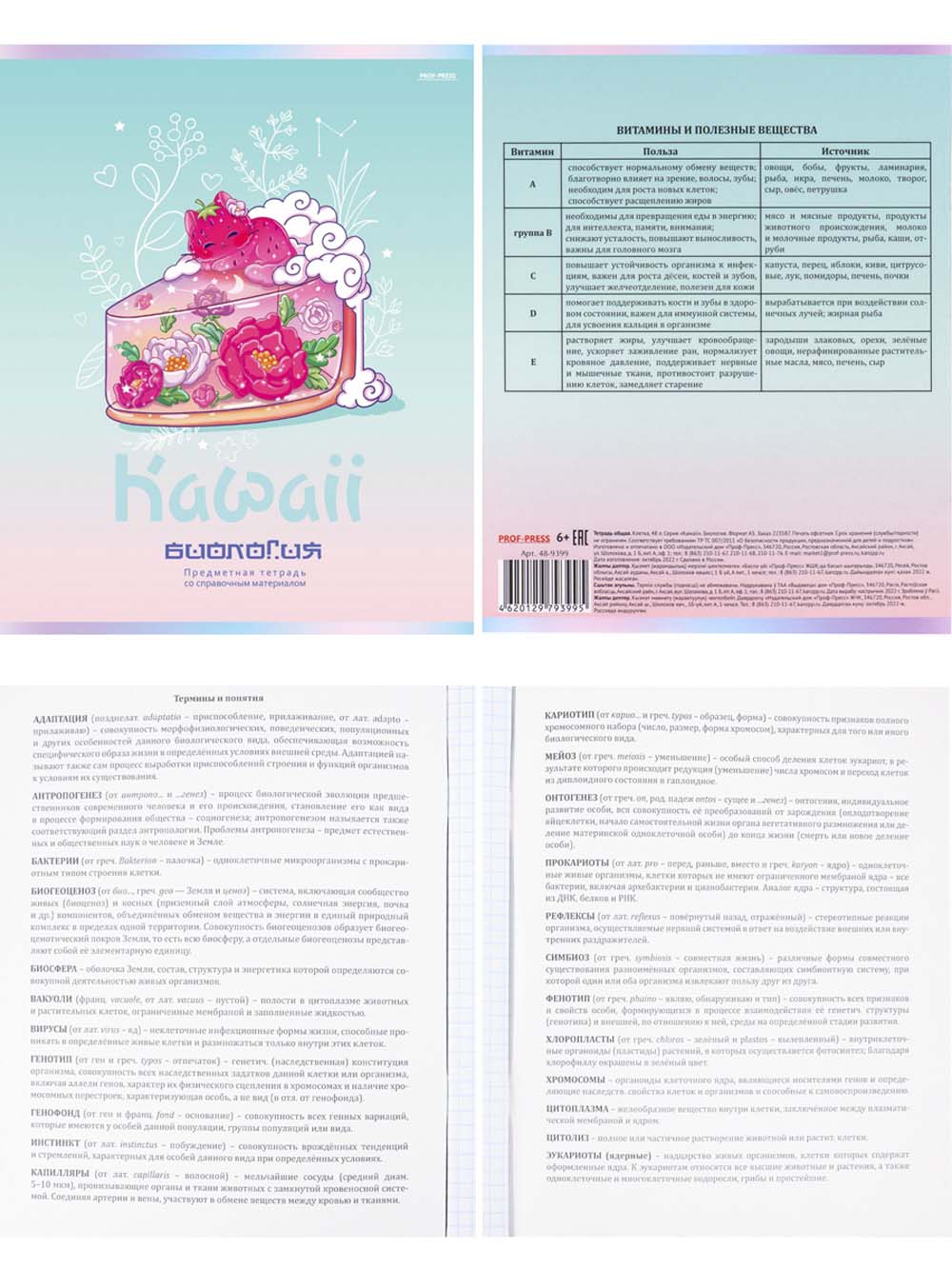 Тетради предметные "kawaii" комплект 12шт. 48л. (проф-пресс) софт тач,выб.лак