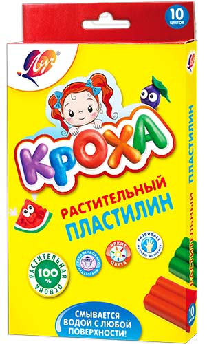 Пластилин "луч" "кроха" 10 цветов растительный 160гр