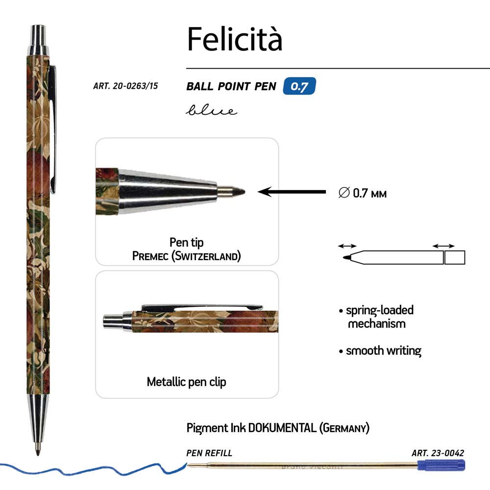 Ручка шар. авт. bruno visconti "felicita. тропические фрукты" 0,7мм синяя корп.метал.