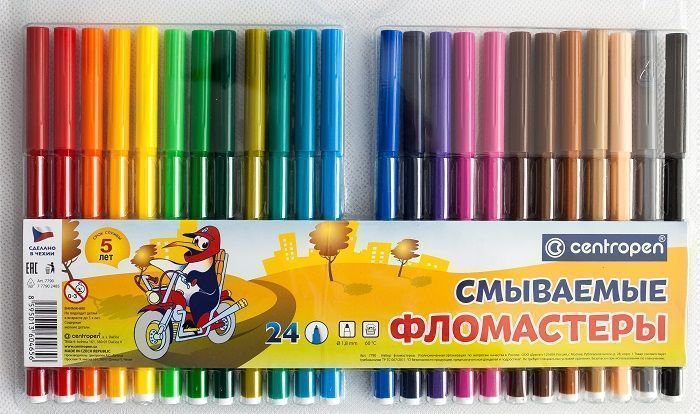 Фломастеры "centropen пингвины" 24 цв. пласт/уп