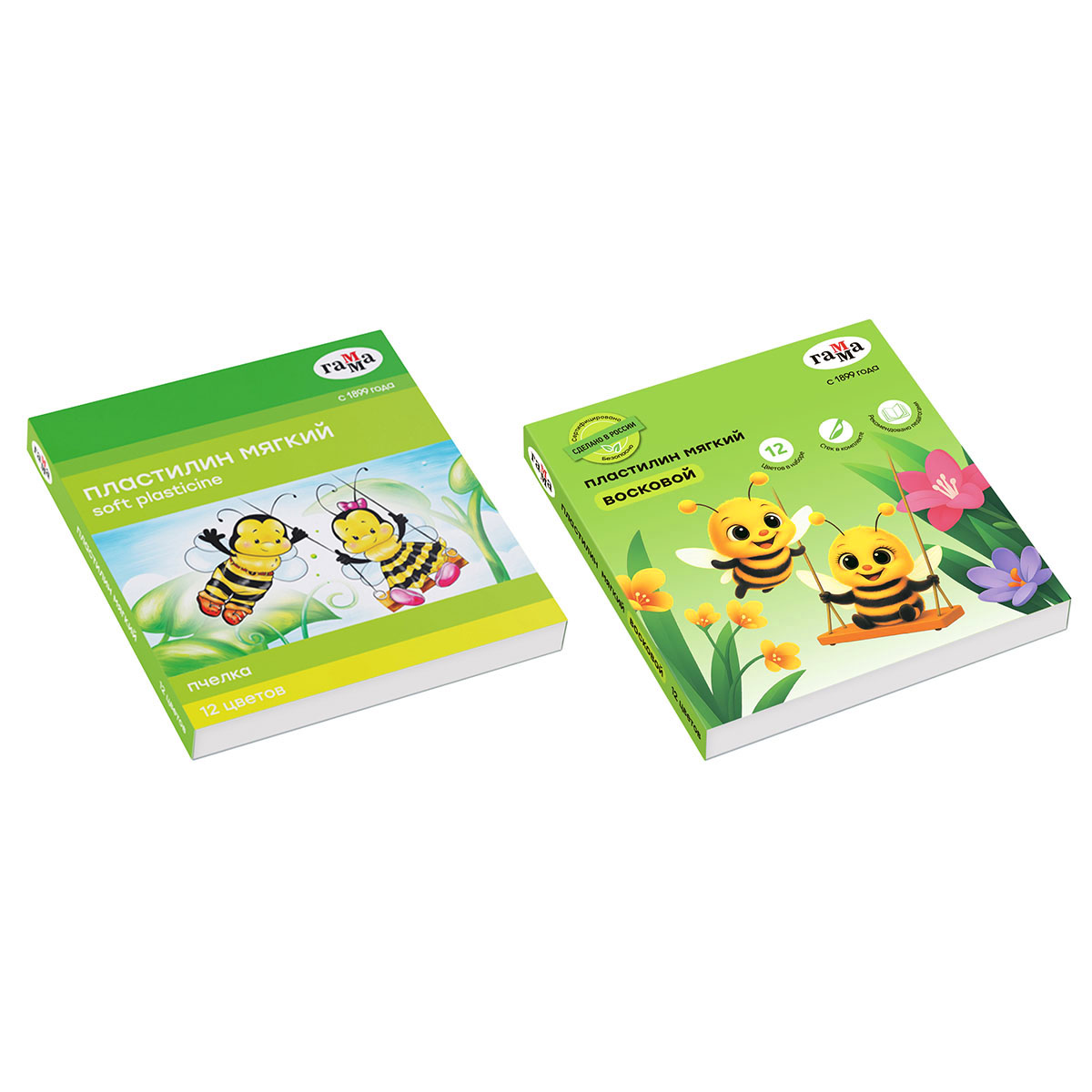 Пластилин восковой "пчелка" 12 цв. к/уп. 147 гр.стек
