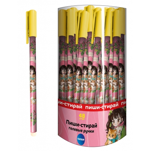 ручка гел. пиши-стирай "аниме. девочка с бантами" 0,5мм синяя Ручка гел. пиши-стирай "аниме. девочка с бантами" 0,5мм синяя