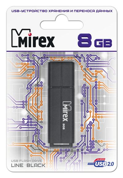 Флэш-накопитель usb2.0 8 гб "mirex" "line black"