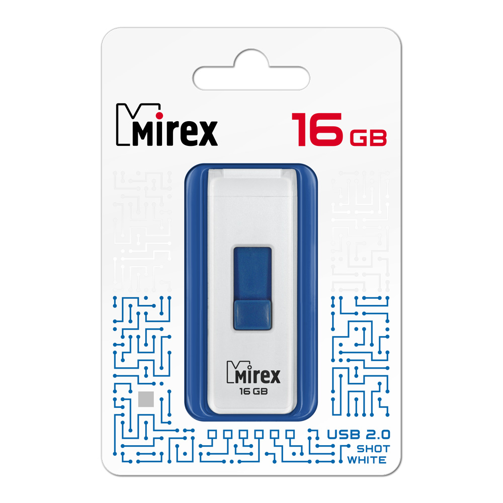 Флэш-накопитель usb2.0 16 гб "mirex" "shot white"
