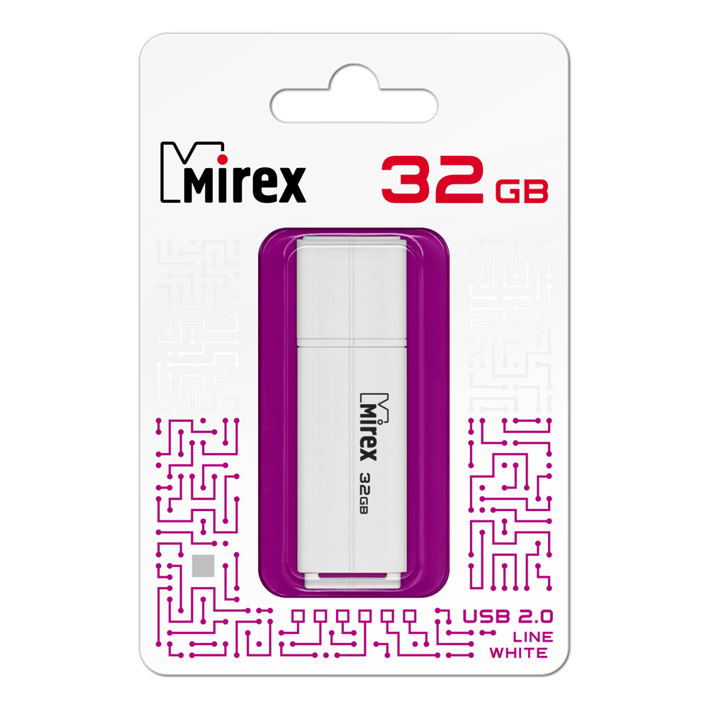 Флэш-накопитель usb2.0 32 гб "mirex" "line white"