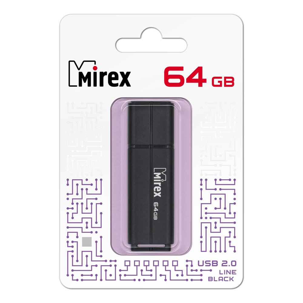 Флэш-накопитель usb2.0 64 гб "mirex" "line black"