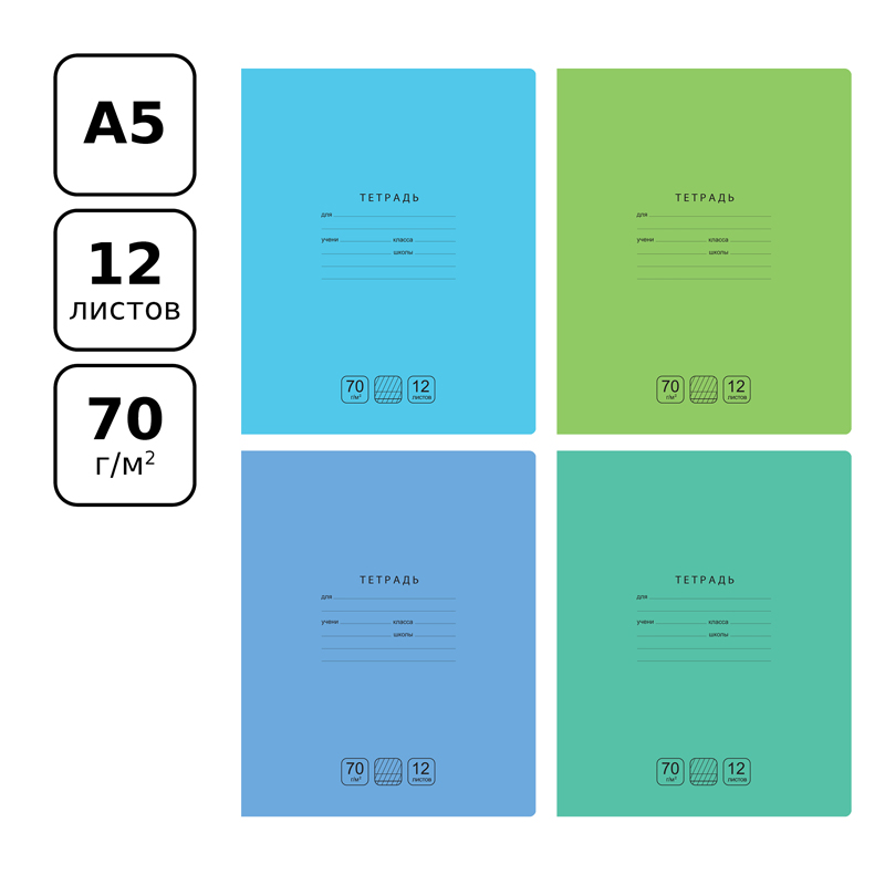 Тетрадь 12 л. частая кос. лин. "отличная" ("bg") асс-т б/б