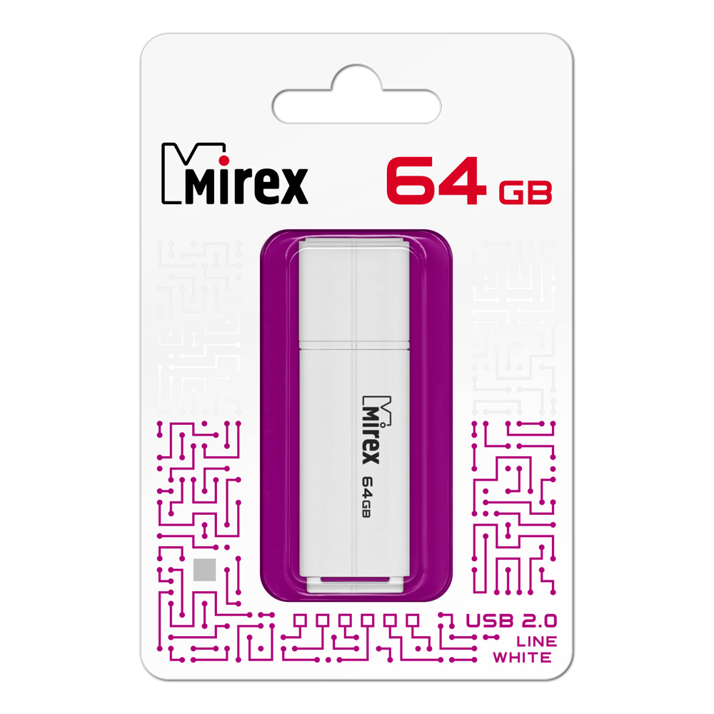 Флэш-накопитель usb2.0 64 гб "mirex" "line white"