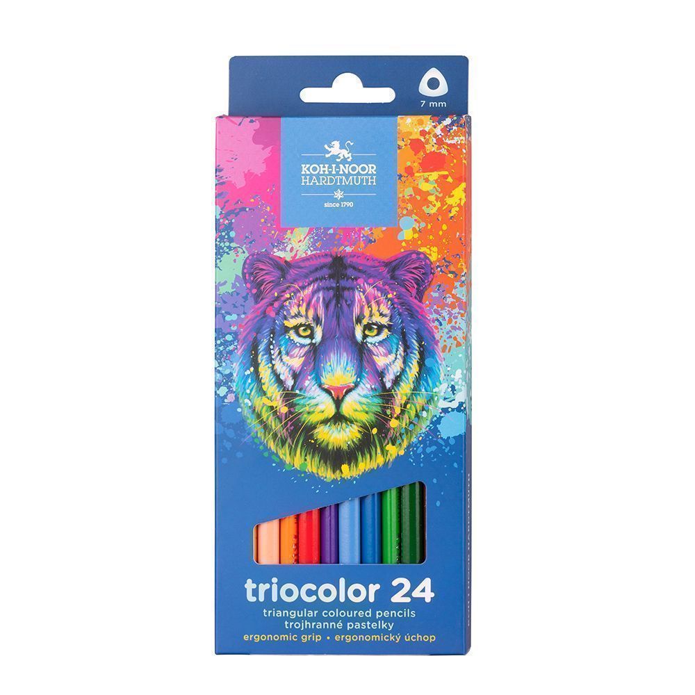 Карандаши цветные koh-i-noor "triocolor tiger" 24цв. трёхгранные