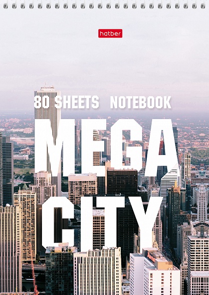 Блокнот а5 гребень 80л. кл. "mega city" (hatber) тв.подл.,асс-т