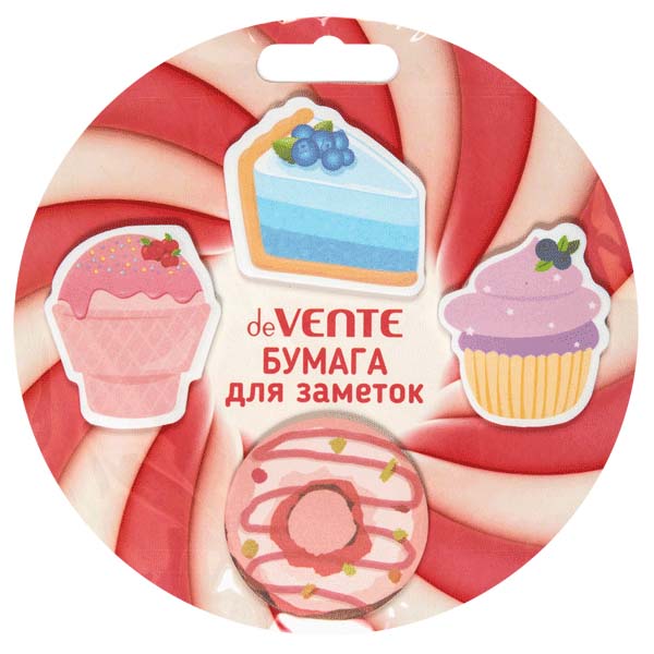 Набор бум. д/зам.с липким краем devente "cakes&ice cream" 45х45мм 4х20л. асс-т