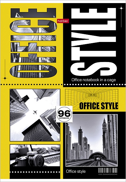 Тетрадь а4 96л. кл. "office style" (hatber) б/б,выб.лак,асс-т