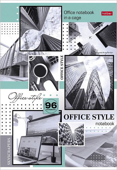 Тетрадь а4 96л. кл. "office style" (hatber) б/б,выб.лак,асс-т