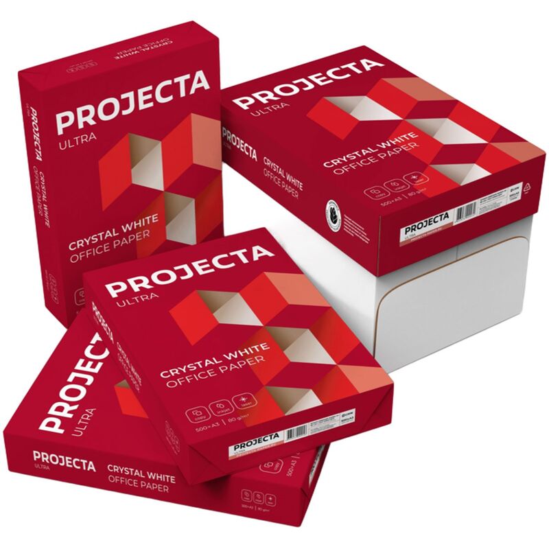 Бумага офисная а3 "projecta ultra" 500л. 80г. 168%