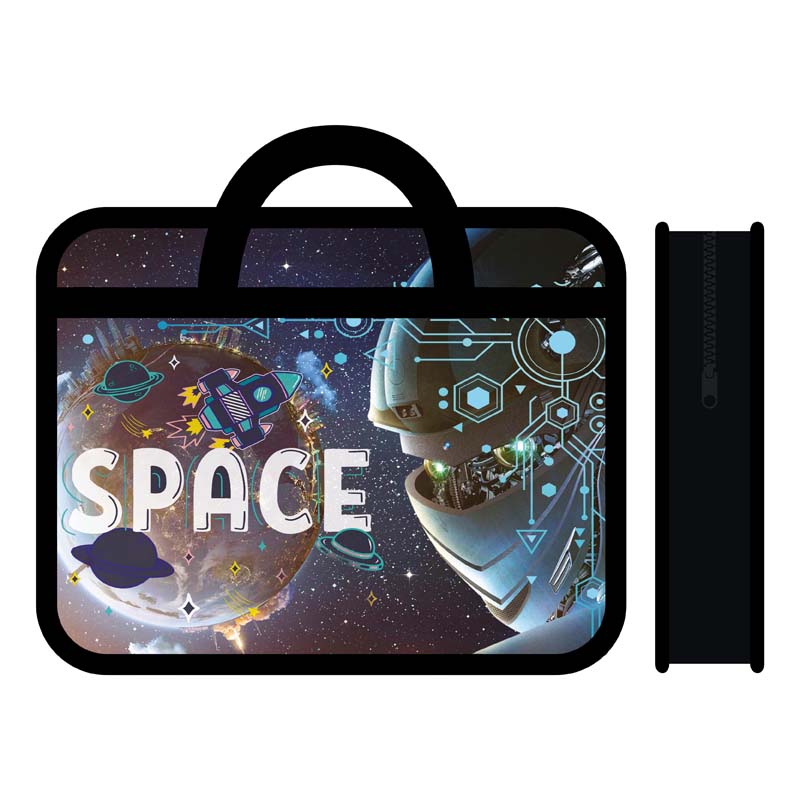 Папка-портфель пласт. а4 "cosmobot" на молнии,с ручками