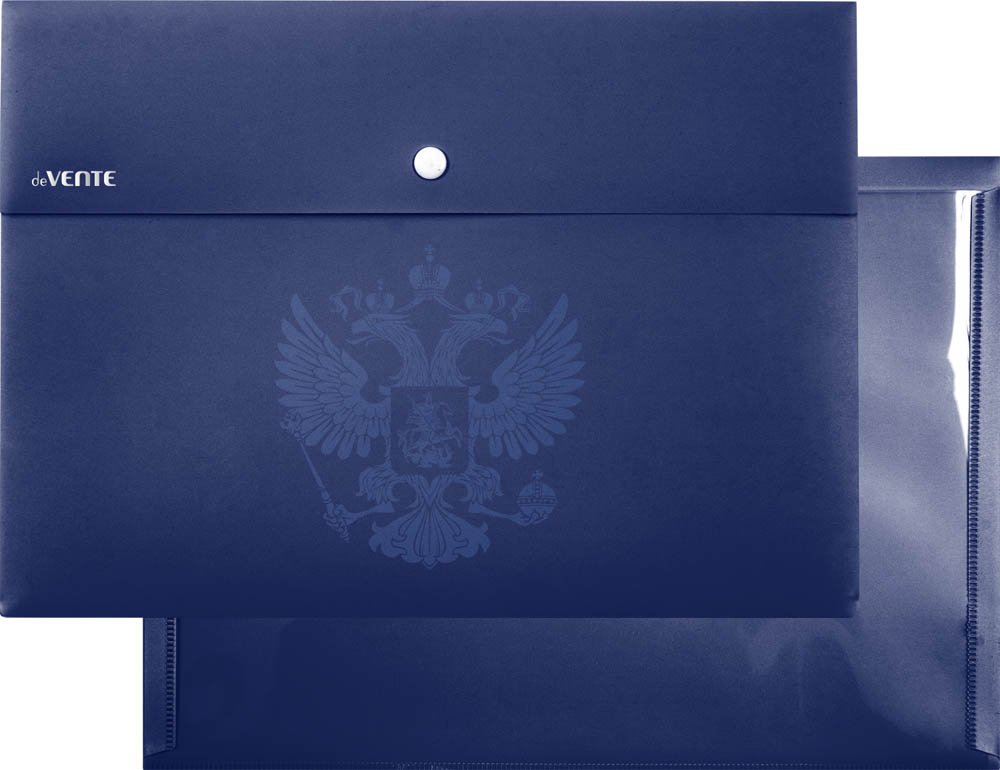 Папка-конверт с кнопк. а4 350мкм "devente" "герб" синяя (карман)