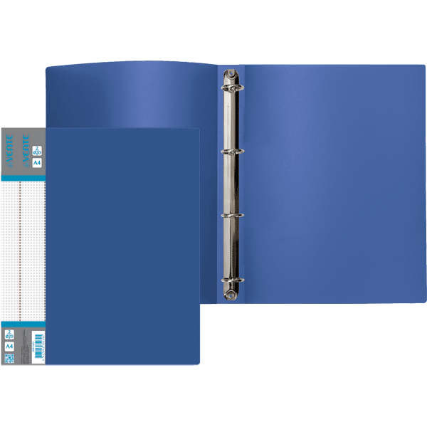 Папка пласт. с 4-я кольцами 2,5см "devente daily" фактура песок синяя