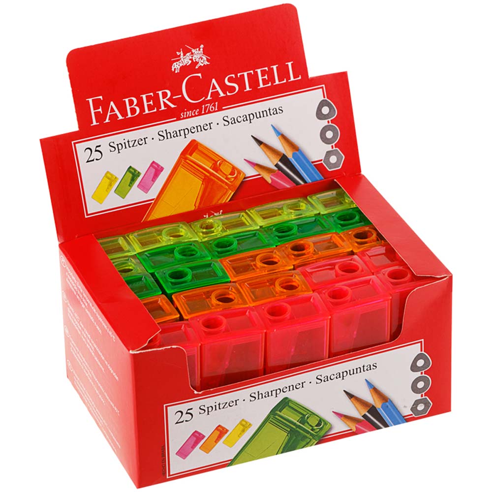 Точилка "faber castell" с контейнером флюор.п/прозр.