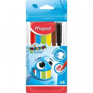 Фломастеры "maped "color peps ocean" 6 цв. смываемые