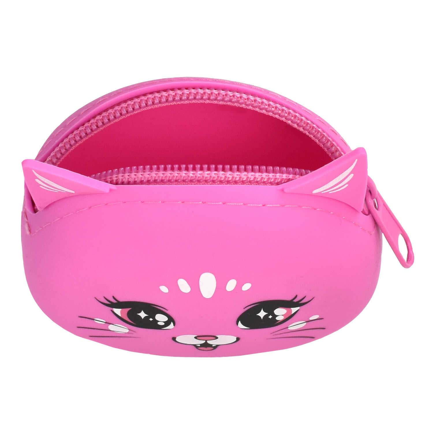 Кошелек феникс+ "розовый кот" 9х7х3,5см силикон
