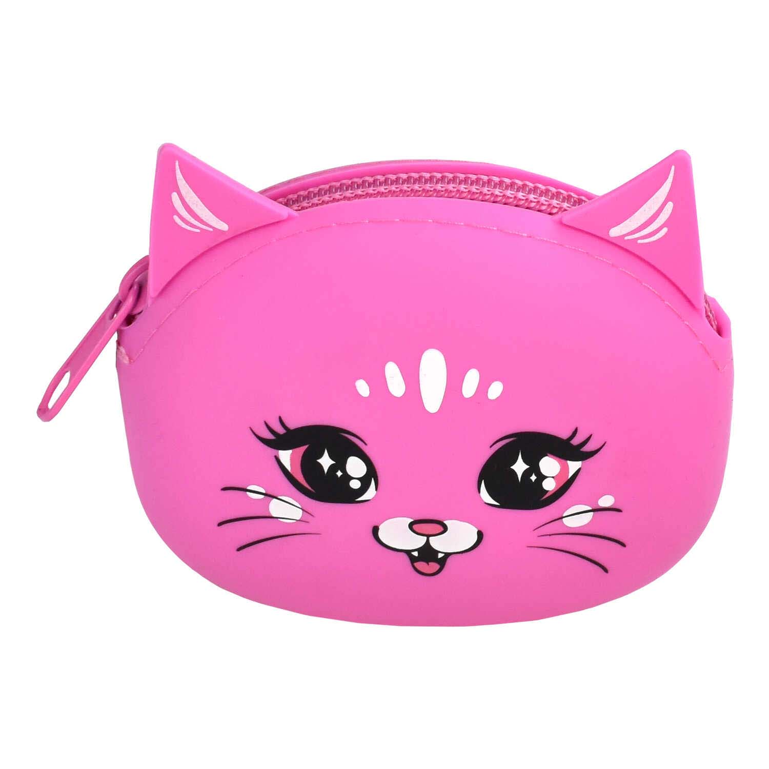 Кошелек феникс+ "розовый кот" 9х7х3,5см силикон
