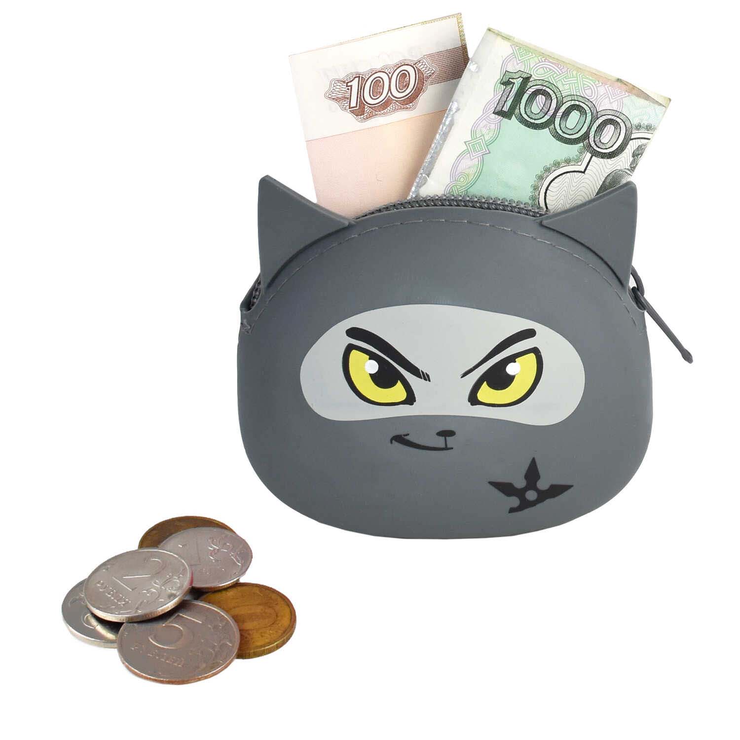 Кошелек феникс+ "кот-ниндзя" 9х7х3,5см силикон