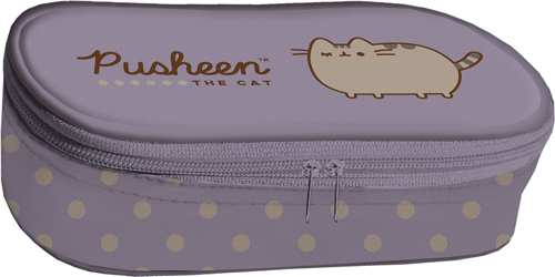 Пенал овал на молнии "pusheen" 220х100х55мм (откид.пл.)