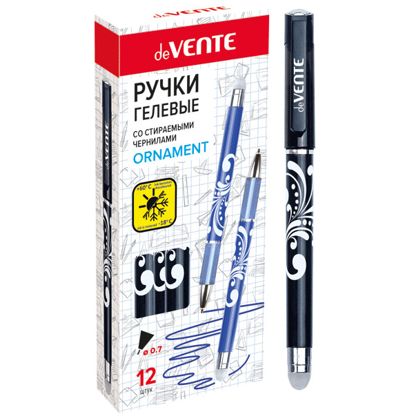 Ручка гел."пиши-стирай" devente" орнамент синяя
