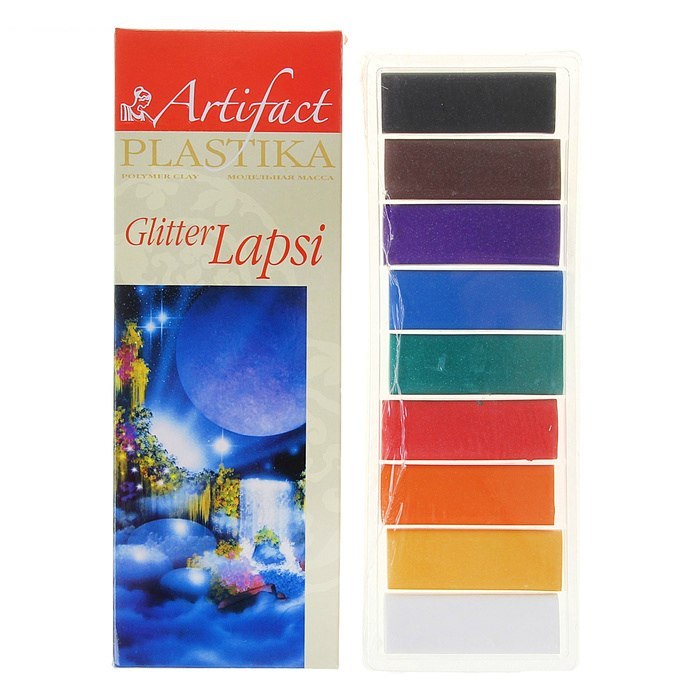 Пластика"lapsi glitter" 9 цветов c блестками 180г