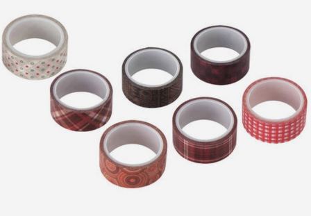 Клейкая лента рисовая бумага "оттенки красного" 1,5смх3м микс