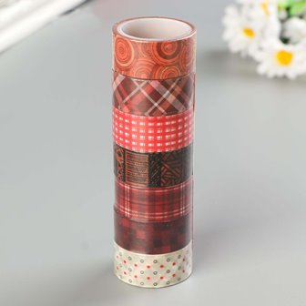 Клейкая лента рисовая бумага "оттенки красного" 1,5смх3м микс