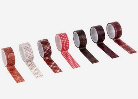 Клейкая лента рисовая бумага "оттенки красного" 1,5смх3м микс