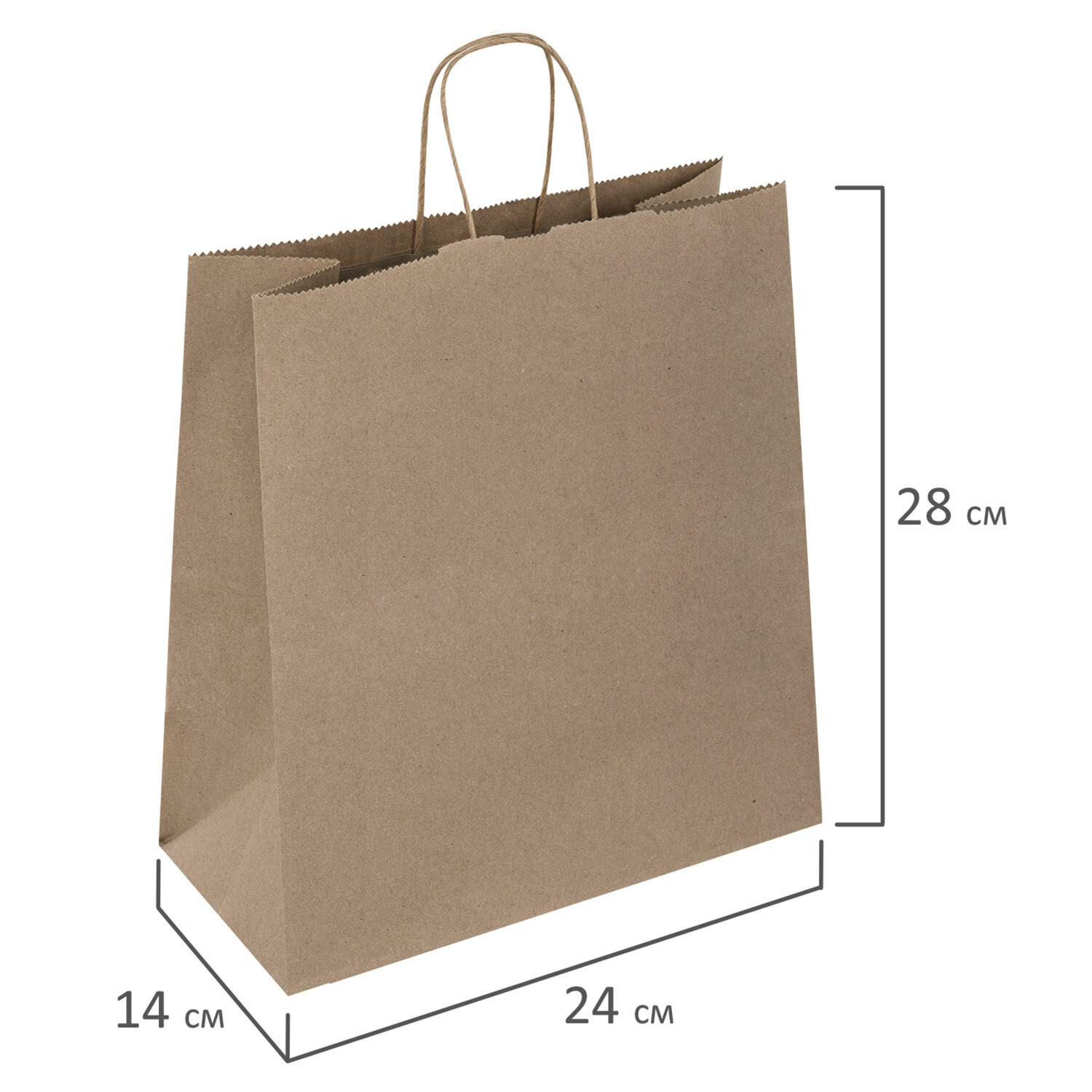 Пакет подарочный крафт (24х14х28см) без печати