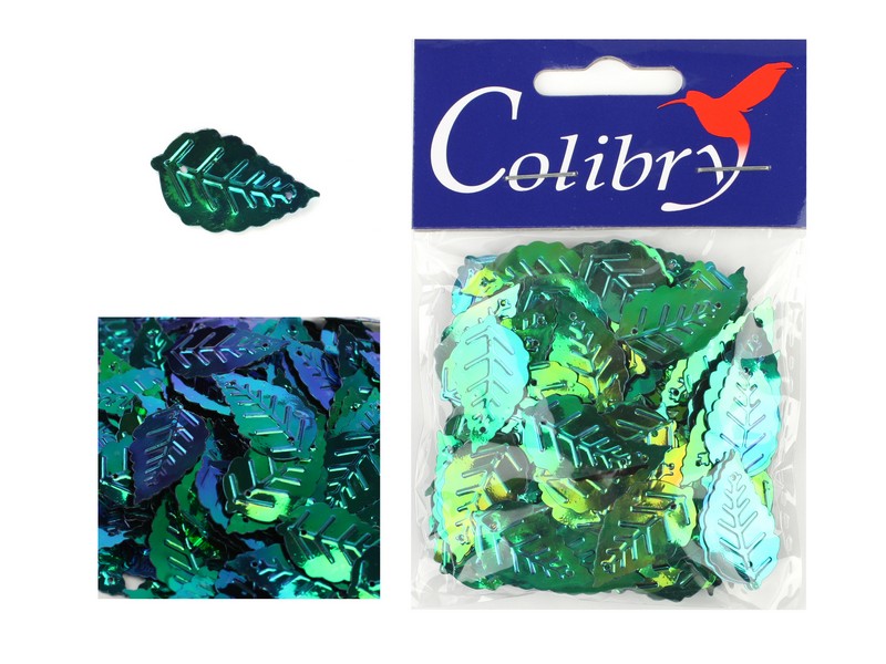 Пайетки "colibry" фигурные голографические листик 14мм