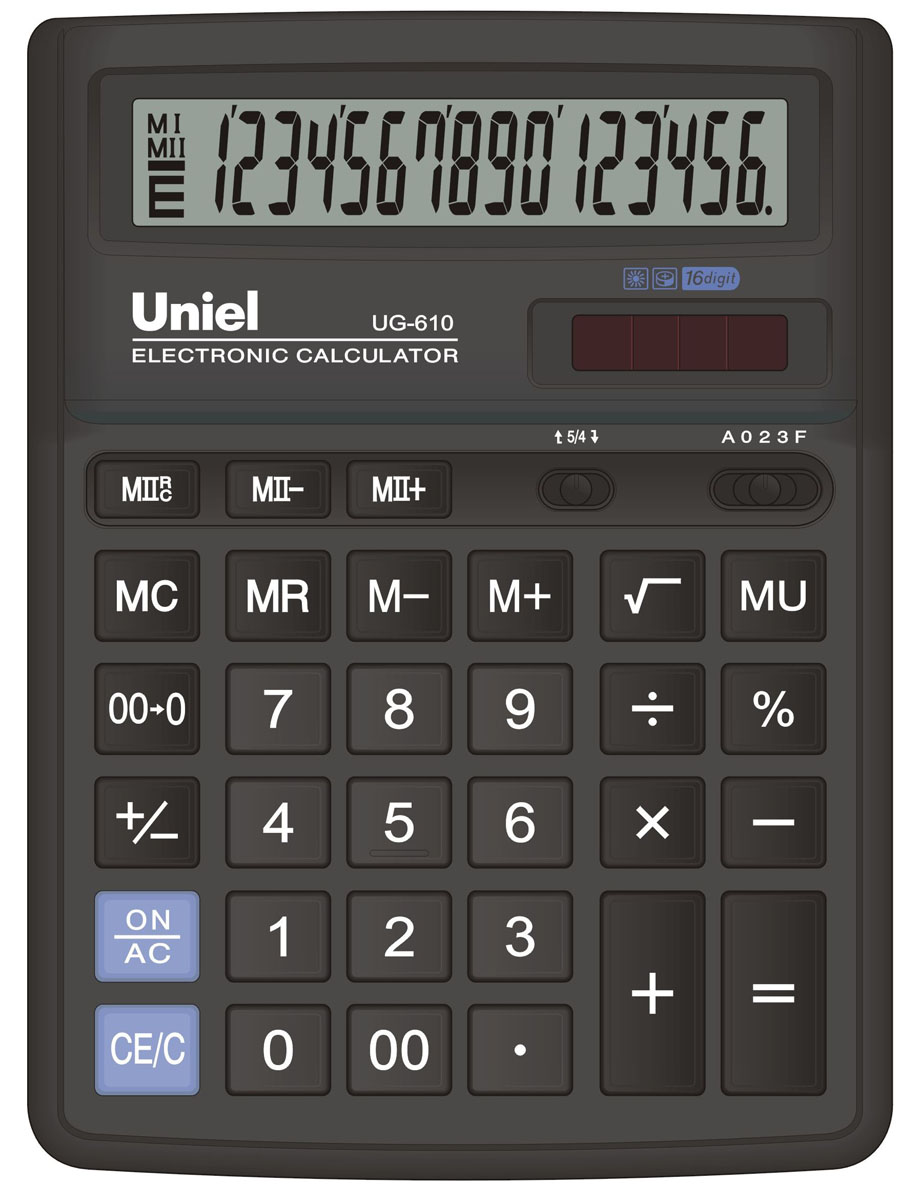 Калькулятор настольный 16 разряд. uniel ug-610,143х193мм