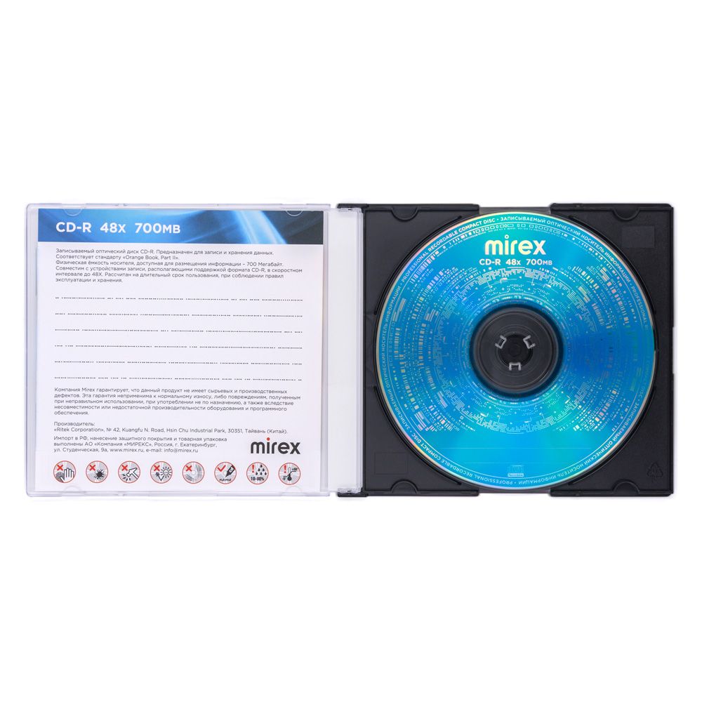 Диск cd-r "mirex " 48х slim
