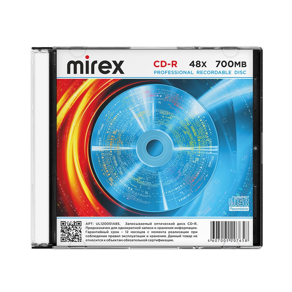 Диск cd-r "mirex " 48х slim