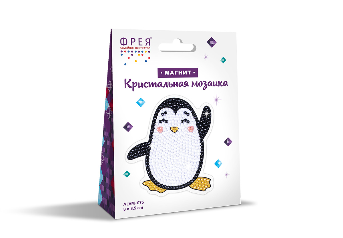 Набор д/творч. алмазная мозаика магнит 8х8,5см "пингвиненок" ("фрея")