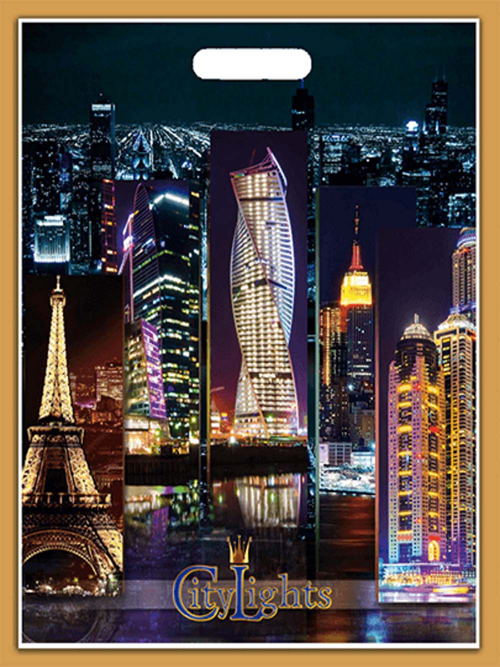 Пакет универсальный 38х47см "городские огни" проруб.ручка 60мкм