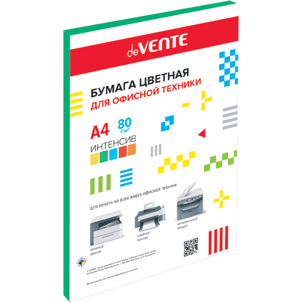 Бумага офисная цветная а4 devente 50л. 80г интенсив зелёная