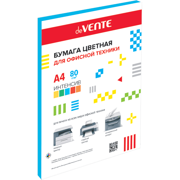 Бумага офисная цветная а4 devente 50л. 80г интенсив синяя