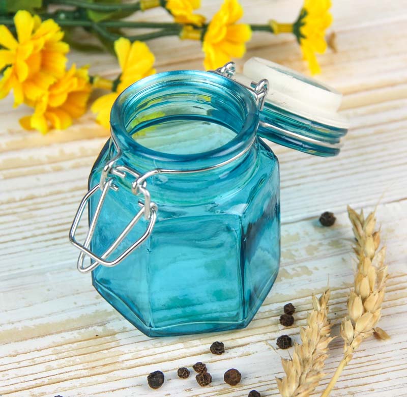 Баночка 100мл "грани" с бугельным замком цвет микс