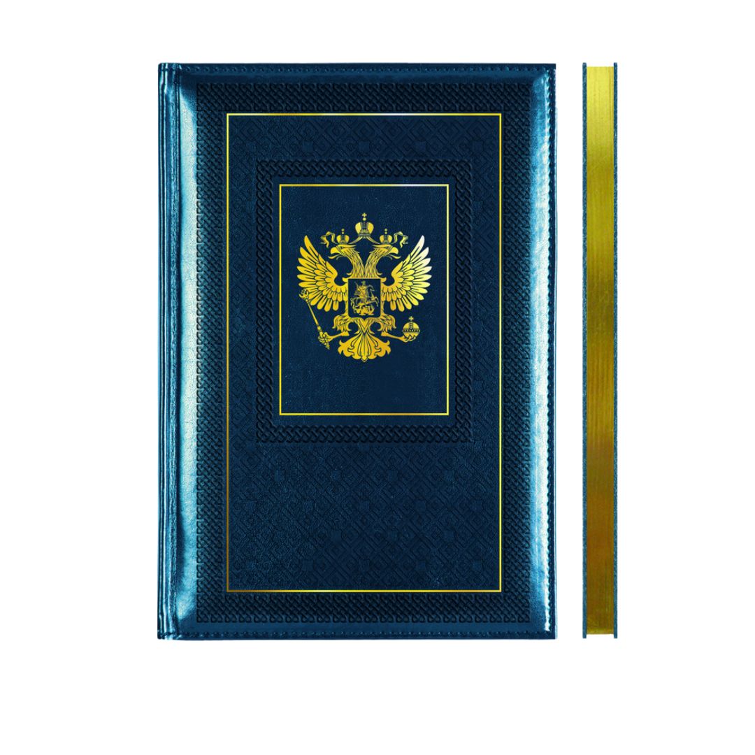 Книжка записная а4 тв.обл. 64л. кл. "symbol" синяя (devente) зол.срез,тонир.блок,кож.зам.